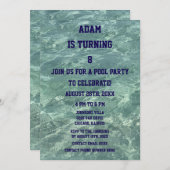 8歳の誕生日 エイトプールパーティー ビーチ ウォーター 2025 招待状 (正面/裏面)