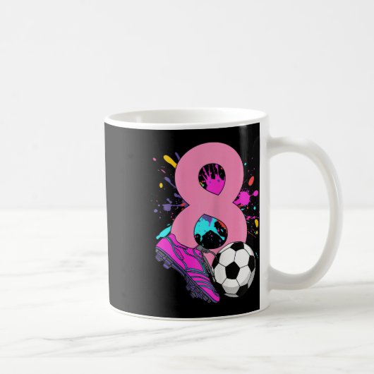 8歳の誕生日 サッカー少女 8歳の女の子 コーヒーマグカップ (右)