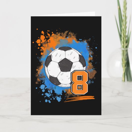 8歳の誕生日 サッカー少年 おめでとう カード (正面)