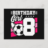 8歳の誕生日 サッカー パーティー デザイン 女の子 ポストカード (正面)