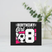 8歳の誕生日 サッカー パーティー 女の子 8歳の誕生日 ポストカード (スタンド正面)