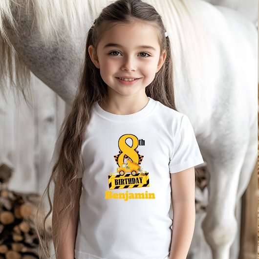 8歳の誕生日 ダンプトラック 建設テーマ パーティー Tシャツ