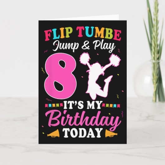 8歳の誕生日 チアリーダー 女の子 カード (正面)