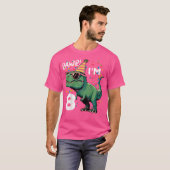 8歳の誕生日 ティラノサウルス ロゥアー 私は8歳 誕生日 ダイノ ボー Tシャツ (正面フル)