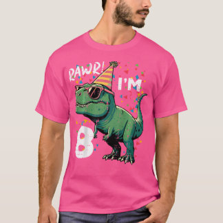 8歳の誕生日 ティラノサウルス ロゥアー 私は8歳 誕生日 ダイノ ボー Tシャツ
