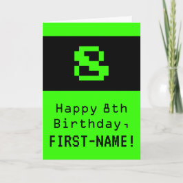 8歳の誕生日:ネิร์ド/ギーク風「8」と名前 カード