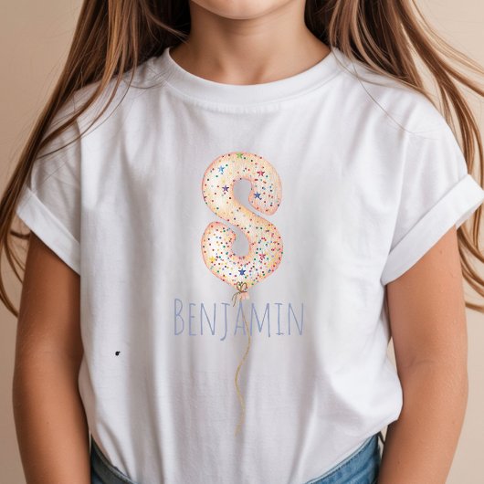 8歳の誕生日 バルーンのマイルストーン 誕生日パーティー Tシャツ