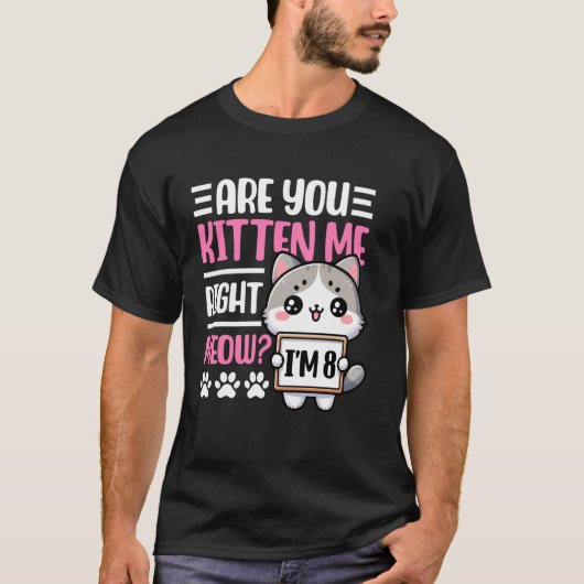 8歳の誕生日Tシャツ 女の子 子猫 8歳児 Tシャツ (正面)