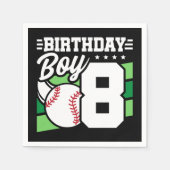 8歳の野球パーティーテーマ8誕生日ボーイ スタンダードカクテルナプキン (正面)