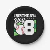 8歳の野球パーティーテーマ8誕生日ボーイ ペーパープレート (正面)
