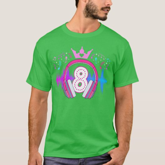 8歳の音楽誕生日パーティー 8歳の子供の音楽好きな人へのギフト Tシャツ (正面)