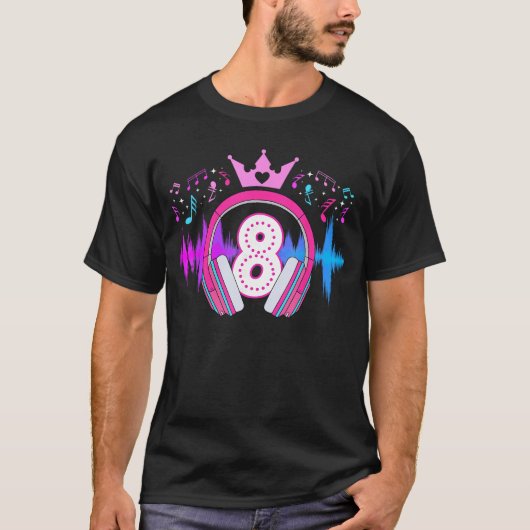 8歳の音楽誕生日パーティー 8歳の子供の音楽好きのためのギフト Tシャツ (正面)