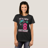 8歳ガール8誕生日モンスタートラックボーイクリュ Tシャツ (正面フル)