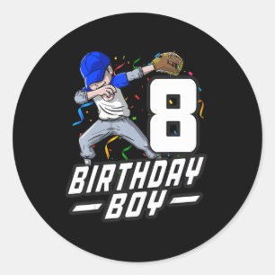 8歳キッズボーイズ8誕生日野球ダービング ラウンドシール