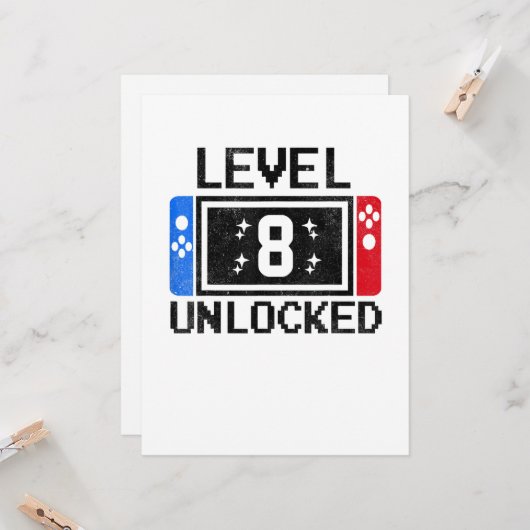 8歳ギフトレベル8誕生日男の子ビデオゲーム カード (正面/裏面インサイチュ)