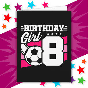 8歳サッカーサッカーパーティー8誕生日ガール カード