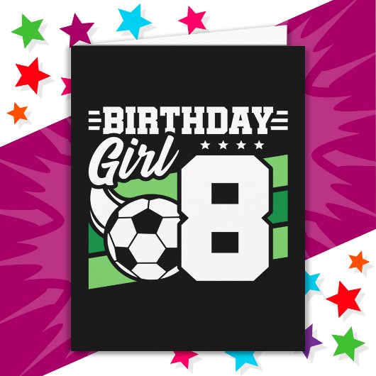 8歳サッカーサッカーパーティー8誕生日ガール カード