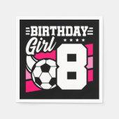 8歳サッカーサッカーパーティー8誕生日ガール スタンダードカクテルナプキン (正面)