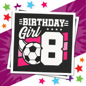 8歳サッカーサッカーパーティー8誕生日ガール スタンダードカクテルナプキン