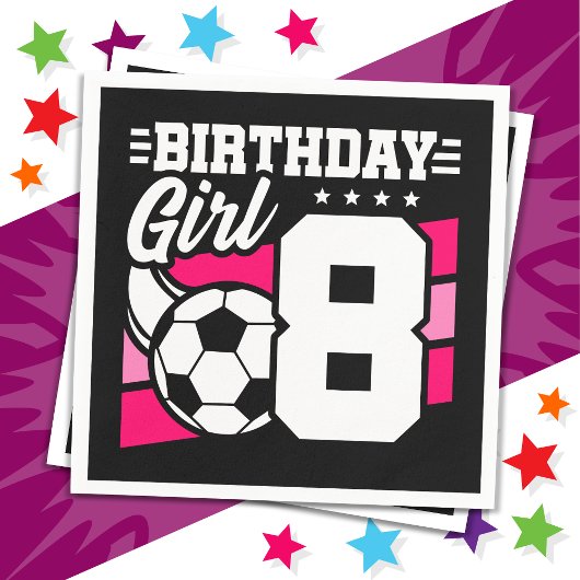 8歳サッカーサッカーパーティー8誕生日ガール スタンダードカクテルナプキン