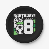 8歳サッカーサッカーパーティー8誕生日ガール ペーパープレート (正面)