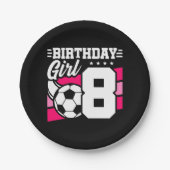 8歳サッカーサッカーパーティー8誕生日ガール ペーパープレート (正面)