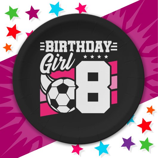 8歳サッカーサッカーパーティー8誕生日ガール ペーパープレート