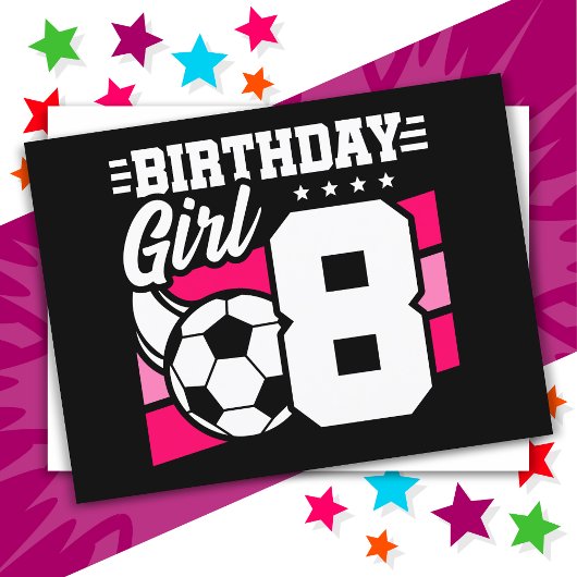 8歳サッカーサッカーパーティー8誕生日ガール ポストカード