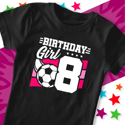 8歳サッカーサッカーパーティー8誕生日ガール Tシャツ