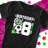 8歳サッカーサッカーパーティー8誕生日ガール Tシャツ