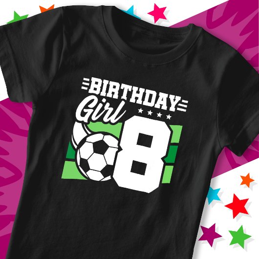 8歳サッカーサッカーパーティー8誕生日ガール Tシャツ