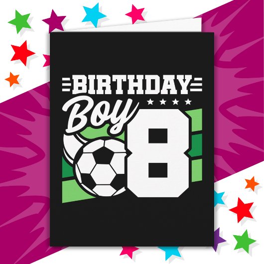 8歳サッカーサッカーパーティー8誕生日少年 カード