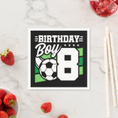 8歳サッカーサッカーパーティー8誕生日少年 スタンダードカクテルナプキン (インサイチュ)