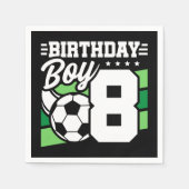 8歳サッカーサッカーパーティー8誕生日少年 スタンダードカクテルナプキン (正面)