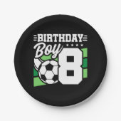 8歳サッカーサッカーパーティー8誕生日少年 ペーパープレート (正面)