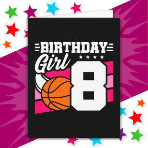 8歳バスケットボールパーティー8誕生日ガール カード