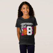 8歳バスケットボールパーティー8誕生日ガール Tシャツ (正面フル)