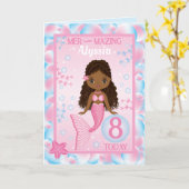 8歳ブラックマーメイド | ハッピーバースデーカード カード (黄色い花)