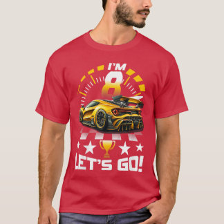 8歳レース8th誕生日パーティー金ゴールドレースRac Tシャツ