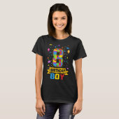 8歳建物ブロック8誕生日ボーイマスト Tシャツ (正面フル)