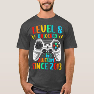 8歳誕生日ゲーマーTシャツ レベル8アンロック かっこいい Tシャツ