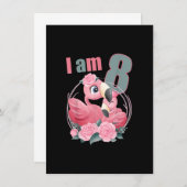 8歳8歳の誕生日の衣装ボーイガールかわいいフラミン 招待状 (正面/裏面)