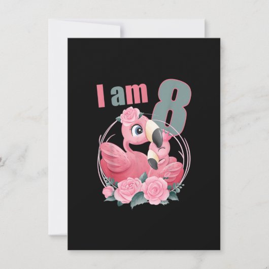 8歳8歳の誕生日の衣装ボーイガールかわいいフラミン 招待状 (正面)