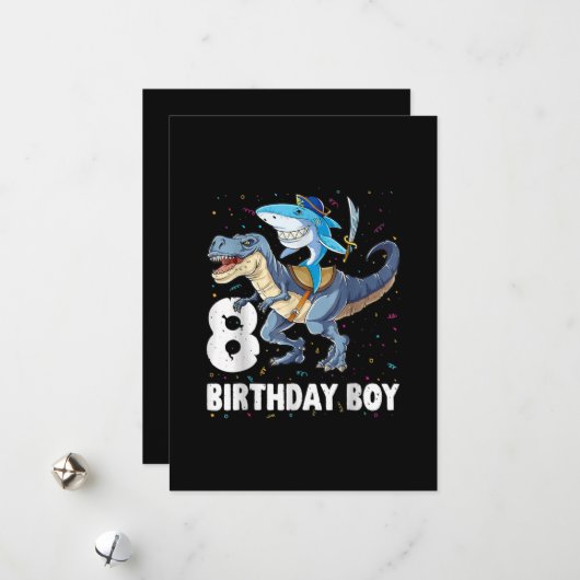 8歳8誕生日少年サメ恐竜プリラット シーズンカード (正面/裏面インサイチュ)