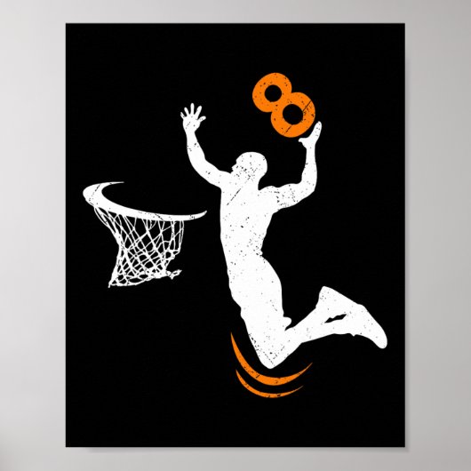 8歳Bysketbyll Dunk 8th誕生日パーティーボーイズ ポスター (正面)