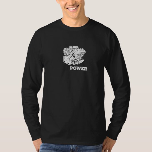 8気筒車ファン用V8エンジンブロック Tシャツ (正面)