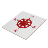 8点のコンパス面図、深紅および白い タイル (側面)