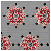 8点曼荼羅，赤，黒と灰色/灰色 ファブリック (クローズアップ)