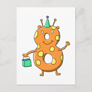 8番オレンジのモンスター8誕生日。 ポストカード