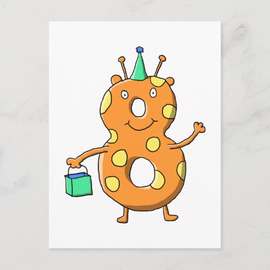 8番オレンジのモンスター8誕生日。 ポストカード (正面)